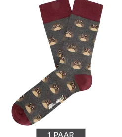 Strümpfe & Socken|Kinder-Unterwäsche*Moustard 1 Paar Owl Baumwoll-Socken mit Eulen-Allover-Print gemusterte lange Strümpfe 20S-OWL Grau/Rot/Beige