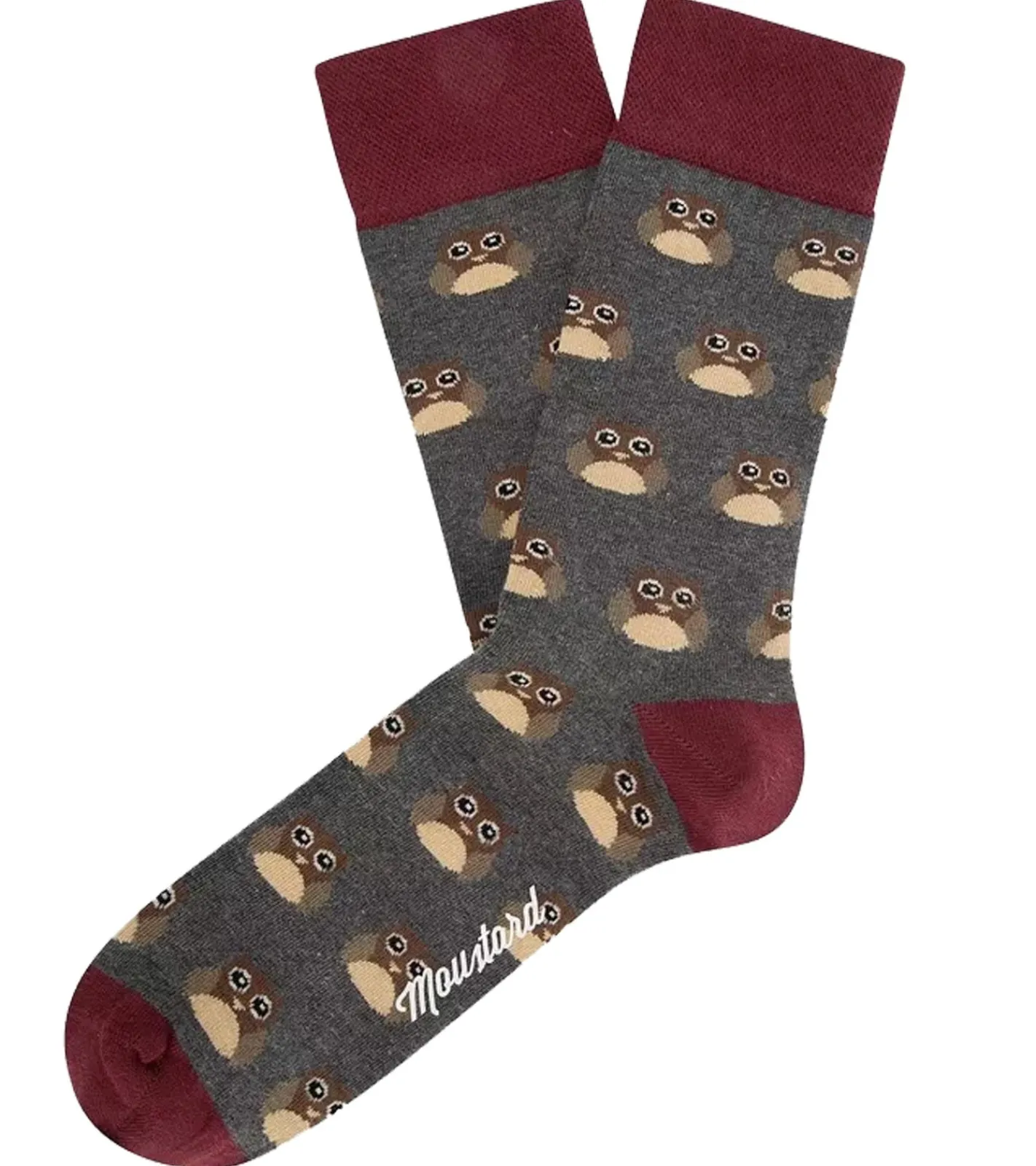 Strümpfe & Socken|Kinder-Unterwäsche*Moustard 1 Paar Owl Baumwoll-Socken mit Eulen-Allover-Print gemusterte lange Strümpfe 20S-OWL Grau/Rot/Beige