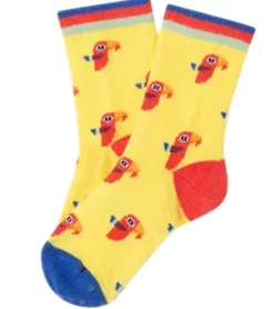 Strümpfe & Socken|Kinder-Unterwäsche*Moustard 6 Paar Parrot Kinder Baumwoll-Socken mit Papageien-Print gemusterte Stopper-Socken Vogel-Print Baby-Socken 20S-PARR Gelb/Blau/Rot/Orange