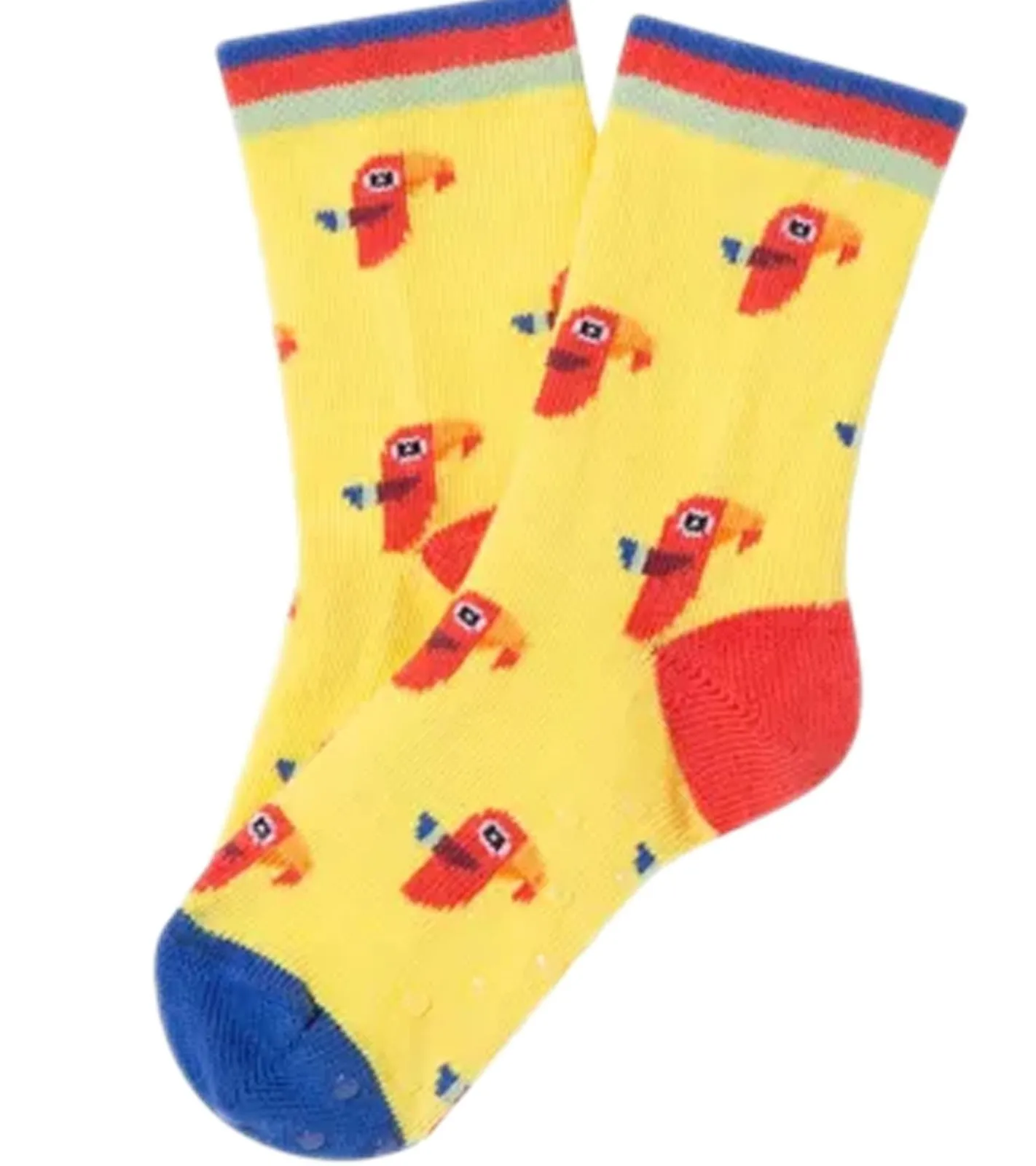 Strümpfe & Socken|Kinder-Unterwäsche*Moustard 6 Paar Parrot Kinder Baumwoll-Socken mit Papageien-Print gemusterte Stopper-Socken Vogel-Print Baby-Socken 20S-PARR Gelb/Blau/Rot/Orange