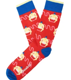 Strümpfe & Socken|Socken & Unterwäsche*Moustard 6 Paar Sumo Baumwoll-Socken mit Sumoringern gemusterte lange Strümpfe 22S-SUMO Rot/Blau