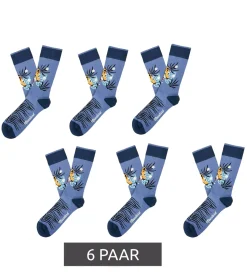 Strümpfe & Socken|Unterwäsche & Socken*Moustard 6 Paar Tiger Herren Baumwoll-Socken mit Tiger Allover-Print gemusterte lange Strümpfe 22S-TIGER Blau/Schwarz/Orange