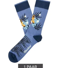 Strümpfe & Socken|Unterwäsche & Socken*Moustard 1 Paar Tiger Herren Baumwoll-Socken mit Tiger Allover-Print gemusterte lange Strümpfe 22S-TIGER Blau/Schwarz/Orange