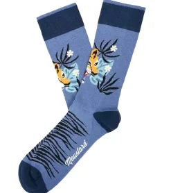 Strümpfe & Socken|Unterwäsche & Socken*Moustard 1 Paar Tiger Herren Baumwoll-Socken mit Tiger Allover-Print gemusterte lange Strümpfe 22S-TIGER Blau/Schwarz/Orange