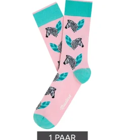 Strümpfe & Socken|Socken & Unterwäsche*Moustard 1 Paar Zebra Baumwoll-Socken mit Zebras gemusterte lange Strümpfe 19S-ZEB Rosa/Grau/Grün
