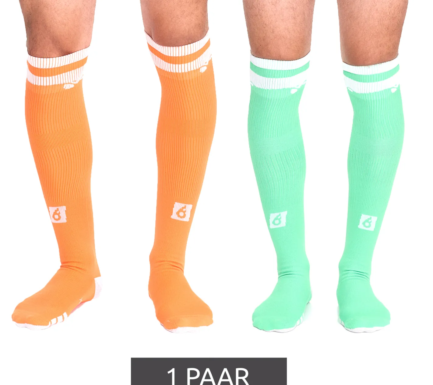 Strümpfe & Socken|Sportunterbekleidung*Outfitter 1 Paar OCEAN FABRICS Tahi Fußball-Stutzen Knie-Strümpfe für Damen und Herren klassische Sport-Socken OUT-U-3029-OTW in Orange oder Grün