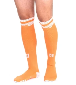 Strümpfe & Socken|Sportunterbekleidung*Outfitter 1 Paar OCEAN FABRICS Tahi Fußball-Stutzen Knie-Strümpfe für Damen und Herren klassische Sport-Socken OUT-U-3029-OTW in Orange oder Grün
