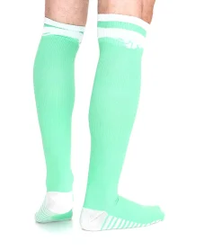 Strümpfe & Socken|Sportunterbekleidung*Outfitter 1 Paar OCEAN FABRICS Tahi Fußball-Stutzen Knie-Strümpfe für Damen und Herren klassische Sport-Socken OUT-U-3029-OTW in Orange oder Grün