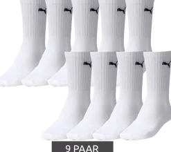 Strümpfe & Socken|Socken & Unterwäsche*PUMA 9 Paar schlichte Sport-Socken Baumwoll-Socken Tennis-Socken lange Strümpfe 7308 300 Weiß
