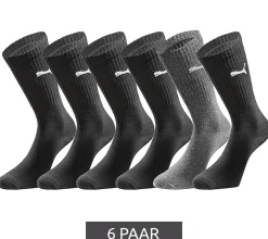 Strümpfe & Socken|Socken & Unterwäsche*PUMA 6 Paar Sport-Strümpfe mit gepolsterten Fußbereich Tennissocken atmungsaktive Socken extra weicher Bund 701224759 001 Schwarz/Anthrazit