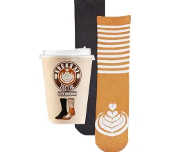 Strümpfe & Socken|Socken & Unterwäsche*TASTIQ 10 Paar Baumwoll-Socken mit Latte Macchiato-Print lange Strümpfe in stylischer Kaffeebecher-Geschenkbox TAS/1/CSX2/LAT Braun/Schwarz