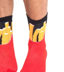 Strümpfe & Socken|Socken & Unterwäsche*TASTIQ 16 Paar Baumwoll-Socken mit Print lange Strümpfe in Geschenkbox TAS/1/CSX2 mit Pommesdruck oder mit Latte Macchiato Print