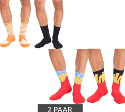Strümpfe & Socken|Socken & Unterwäsche*TASTIQ 2 Paar Baumwoll-Socken mit Print lange Strümpfe in Geschenkbox TAS/1/CSX2 mit Pommesdruck oder mit Latte Macchiato Print