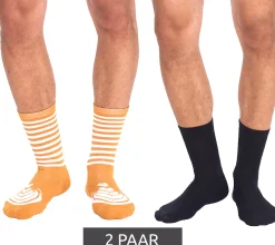 Strümpfe & Socken|Socken & Unterwäsche*TASTIQ 2 Paar Baumwoll-Socken mit Latte Macchiato-Print lange Strümpfe in stylischer Kaffeebecher-Geschenkbox TAS/1/CSX2/LAT Braun/Schwarz