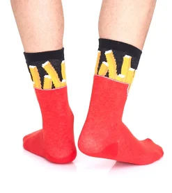 Strümpfe & Socken|Socken & Unterwäsche*TASTIQ 4 Paar Baumwoll-Socken mit Pommes-Print lange Strümpfe in stylischer Pommestüten-Geschenkbox TAS/1/CSX2/FRI Rot/Gelb/Schwarz/Hellblau