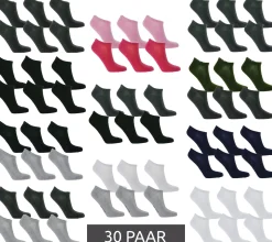 Strümpfe & Socken|Socken & Unterwäsche*TASTIQ 30 Paar Sneaker-Socken schlichte Baumwoll-Socken in Geschenkbox Sport-Socken Grau, Schwarz, Weiß, Blau, Grün oder Rosa