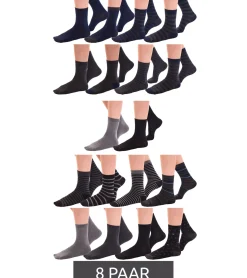 Strümpfe & Socken|Kinder-Unterwäsche*TRUE style 8 Paar Baumwoll-Strümpfe mit Komfortbund nachhaltige Business-Socken im Crew-Style Schwarz/Grau Uni, Schwarz/Grau Bunt oder Navy/Grau