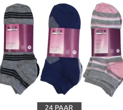Strümpfe & Socken|Kinder-Unterwäsche*TRUE style 24 Paar Baumwoll-Strümpfe mit Komfortbund nachhaltige Sneaker-Socken mit verschiedenen Mustern Pink, Blau oder Schwarz Schwarz/Grau/Blau