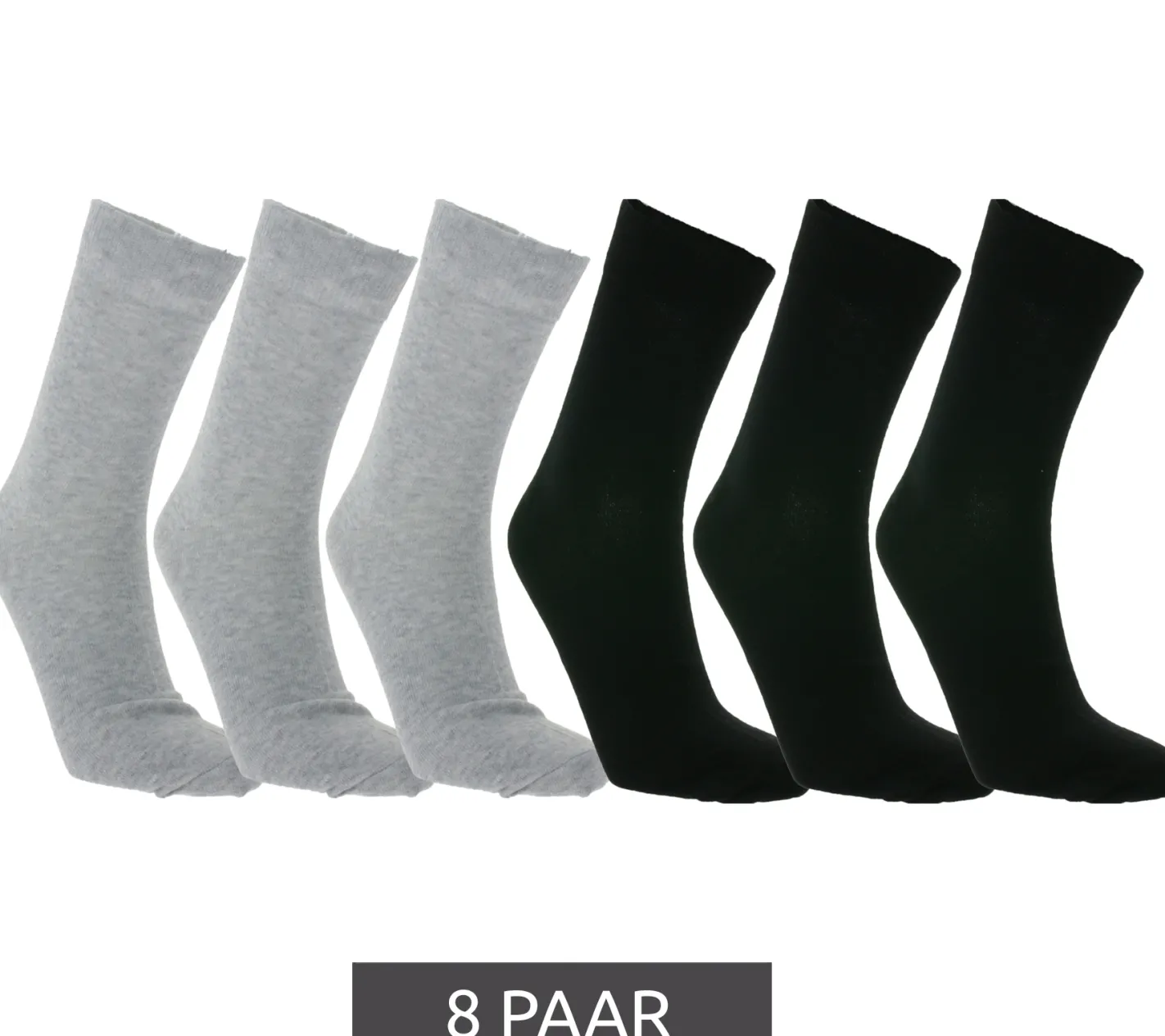 Strümpfe & Socken|Socken & Unterwäsche*TRUE style 8 Paar nachhaltige Baumwoll-Socken mit Komfortbund Oeko-Tex zertifiziert - Standard 100 Business-Socken lange Strümpfe 9078780 Schwarz/Grau