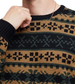 Große Größen|Pullover & Sweater*11 PROJECT PRPasco Herren Strick-Pullover mit Wollanteil Langarm-Shirt 20716671 194007 Beige/Schwarz/Grün