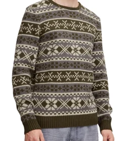 Große Größen|Pullover & Sweater*11 PROJECT PRPasco Herren Strick-Pullover mit Wollanteil Langarm-Shirt 20716671 190414 Blau/Weiß/Schwarz