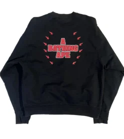 Pullover & Sweater*A BATHING APE Bape Herren Crystal Stone Lässiges Sweatshirt mit Rundhalsausschnitt in Schwarz
