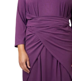 Kleider*ADIA Damen Wickel-Kleid elegantes Sommer-Kleid zum binden Urlaubs-Kleid mit 3/4-Armen Große Größen 37339213 Violett