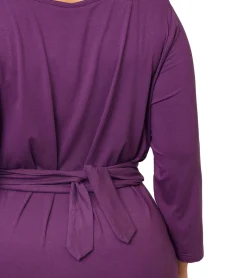 Kleider*ADIA Damen Wickel-Kleid elegantes Sommer-Kleid zum binden Urlaubs-Kleid mit 3/4-Armen Große Größen 37339213 Violett