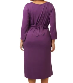 Kleider*ADIA Damen Wickel-Kleid elegantes Sommer-Kleid zum binden Urlaubs-Kleid mit 3/4-Armen Große Größen 37339213 Violett