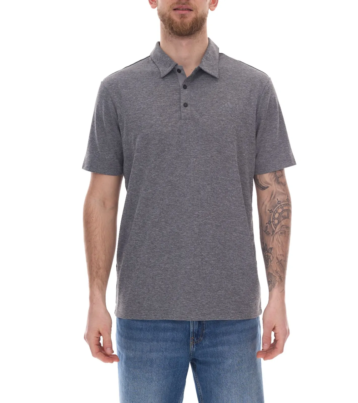 Jogginghosen & Fitnessmode|Hemden & Poloshirts*adidas Drive Polo Heather Herren Polo-Shirt mit AeroReady nachhaltiges Sport Golf-Hemd H56773 Anthrazit