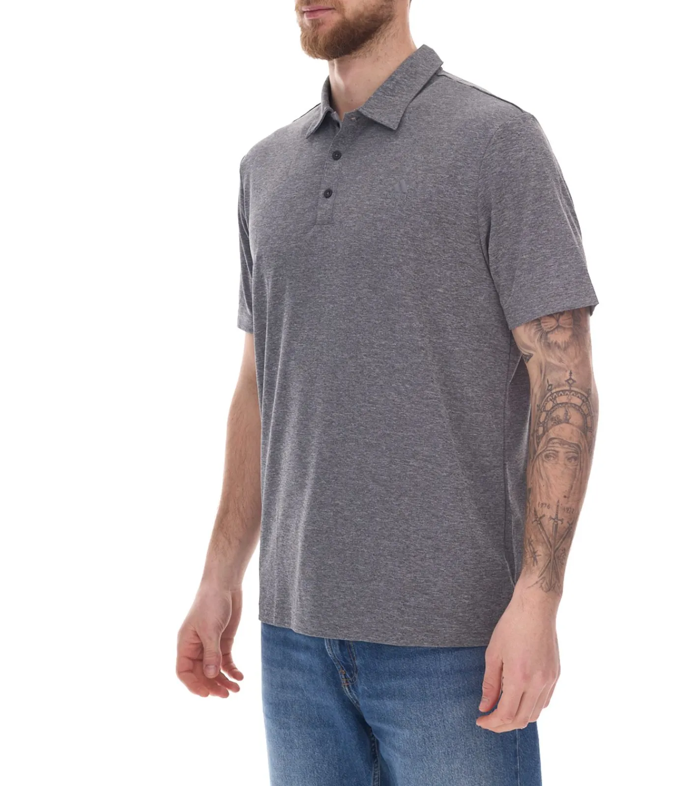 Jogginghosen & Fitnessmode|Hemden & Poloshirts*adidas Drive Polo Heather Herren Polo-Shirt mit AeroReady nachhaltiges Sport Golf-Hemd H56773 Anthrazit