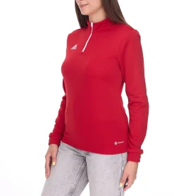Sportoberbekleidung|Fitnessmode & Jogginghosen*adidas Entrada 22 Damen nachhaltiger Sport-Pullover Trainings-Shirt mit AEROREADY Technologie Troyer-Pullover Langarm-Shirt Rot, Schwarz oder Dunkelblau