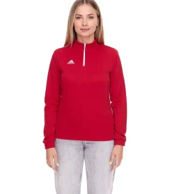 Sportoberbekleidung|Fitnessmode & Jogginghosen*adidas Entrada 22 Damen nachhaltiger Sport-Pullover Trainings-Shirt mit AEROREADY Technologie Troyer-Pullover Langarm-Shirt H57551 Rot