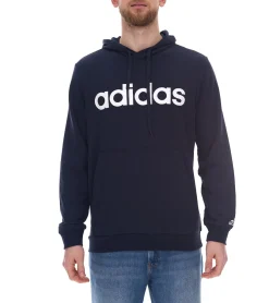 Pullover & Sweater|Sportoberbekleidung*adidas Essentials French Terry Linear Logo Hoodie nachhaltiger Herren Sweater mit Kängurutasche GK9066 Blau