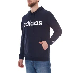 Pullover & Sweater|Sportoberbekleidung*adidas Essentials French Terry Linear Logo Hoodie nachhaltiger Herren Sweater mit Kängurutasche GK9066 Blau