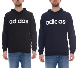 Pullover & Sweater|Sportoberbekleidung*adidas Essentials French Terry Linear Logo Hoodie nachhaltiger Herren Sweater mit Kängurutasche GK9066 oder Schwarz Blau