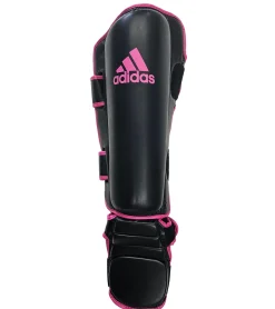 Sportausrüstung|Boxsport- & Sparring-Ausrüstung*adidas Schienbeinschoner mit Spannschutz für Kickboxen, Karate, Taekwondo und MMA Kampfsport-Ausrüstung aus Baumwolle Sport-Zubehör adiGSS012SMU Schwarz/Pink
