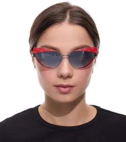 Sonnenbrillen*adidas Sonnen-Brille Damen mit blauen Gläsern und roten Bügeln UVA & UVB Schutz Freizeit-Brille EW3517 Rot