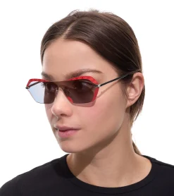 Sonnenbrillen*adidas Sonnen-Brille Damen mit roten Gläsern und roten Bügeln UVA & UVB Schutz Freizeit-Brille OR0015 0068U Rot