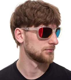 Sonnenbrillen*adidas Sport Herren Sonnen-Brille mit rot/orangenen Gläsern und transparenten Bügeln Lauf-Brille EW36 Transparent