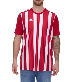 T-Shirts & Tank Tops|Sportoberbekleidung*adidas Striped 21 Herren Sport-Shirt nachhaltiges Trainings-Shirt mit AEROREADY-Technologie gestreiftes Fitness-Oberteil GN7624 Rot/Weiß