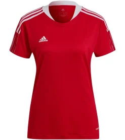 Sportoberbekleidung|Tops & T-Shirts*adidas TIRO 21 Trikot Damen Trainings-Shirt mit AeroReady aus recyceltem Material Sport-Shirt Fitness-Shirt GM7584 Rot/Weiß