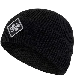 Caps & Mützen*AjC Beanie schlichte Winter-Mütze gemütliche Strick-Beanie mit gesticktem Logo-Patch Gelb, Rot oder Schwarz