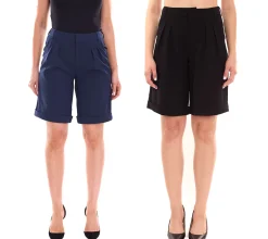 Shorts & Bermudas*AjC Damen Anzug-Shorts elegante kurze Hose Mode-Bermuda Schwarz oder Dunkelblau