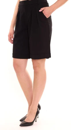 Shorts & Bermudas*AjC Damen Anzug-Shorts elegante kurze Hose Mode-Bermuda Schwarz oder Dunkelblau