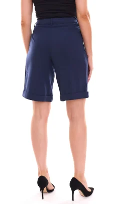 Shorts & Bermudas*AjC Damen Anzug-Shorts elegante kurze Hose Mode-Bermuda Schwarz oder Dunkelblau