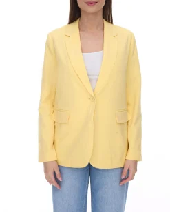 Blazer & Sakko*AjC Damen Blazer hüftlanger Boyfriend-Blazer mit Innenfutter und Ein-Knopf-Verschluss 53438757 Gelb