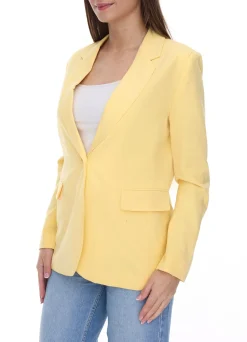 Blazer & Sakko*AjC Damen Blazer hüftlanger Boyfriend-Blazer mit Innenfutter und Ein-Knopf-Verschluss 53438757 Gelb