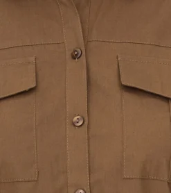 Poloshirts & Blusen*AjC Damen Bluse Oversized Langarm-Shirt aus Baumwolle mit krempelbaren Ärmeln 56957227 Khaki