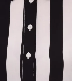 Poloshirts & Blusen*AjC Damen Hemd-Bluse gestreiftes Langarm-Hemd leichte Sommer-Bluse Freizeit-Bluse mit Knopfleiste 21945827 Weiß/Schwarz